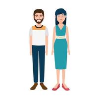 young couple avatar character icon vector