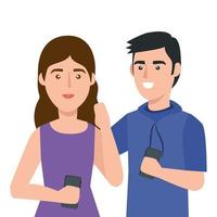 young couple avatar character icon vector