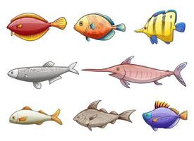 Ilustración de diseño de vector de dibujo de pescado aislado sobre fondo blanco