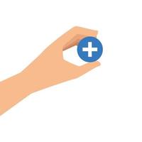 hand and button with cross isolated icon vector