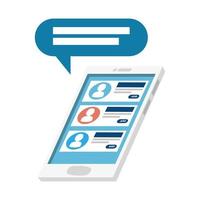 smartphone device with chat and speech bubble vector