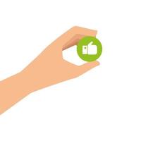 hand and button with like isolated icon vector