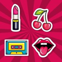 cassette music with set icons pop art style vector