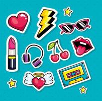 cassette music with set icons pop art style vector