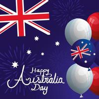 happy australia day with flag and balloons helium vector