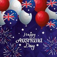 feliz día de australia con decoración de globos de helio vector