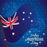 feliz día de australia con bandera vector
