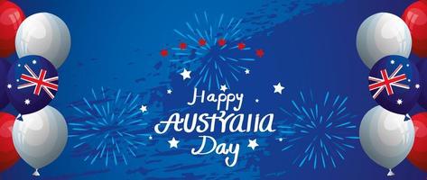 feliz día de australia con decoración de globos de helio