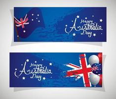 cartel de feliz día de australia con decoración