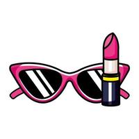 lápiz labial con gafas de sol icono de estilo pop art vector