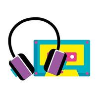 cassette music with headset pop art style icon vector