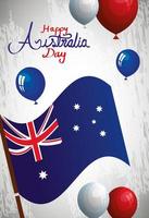 happy australia day with flag and balloons helium vector