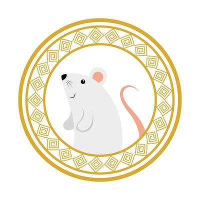 cute rodent rat with frame circular chinese