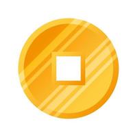 golden coin feng shui isolated icon vector