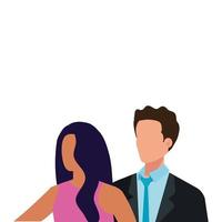 business couple elegant avatar character vector