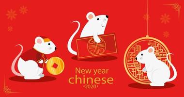 happy new year chinese 2020 with rats vector