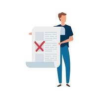 man with vote form isolated icon vector