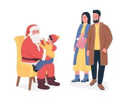 Santa saludo conjunto de caracteres vectoriales de color semi plano. personas de cuerpo entero en blanco. celebración navideña aislada ilustración de estilo de dibujos animados moderno para diseño gráfico y colección de animación vector