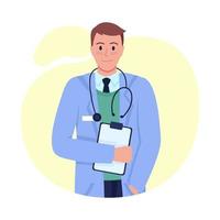 General care doctor semi flat color vector character. Posing figure. Full body person on white. Post covid syndrome isolated modern cartoon style illustration for graphic design and animation