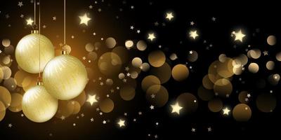 christmas banner with golden baubles vector