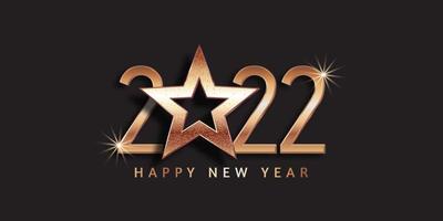 Happy New Year banner with gold star design vector