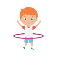 cute little boy playing hula hula isolated icon vector