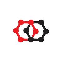 linked hexagonal dots simple logo vector