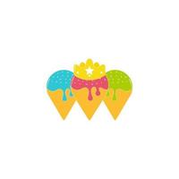reina cono de helado dulce colorido diseño decoración logo vector