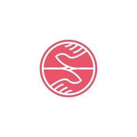 soft care hand symbol simple geometric design vector