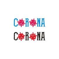 text corona set with virus symbol decoration vector