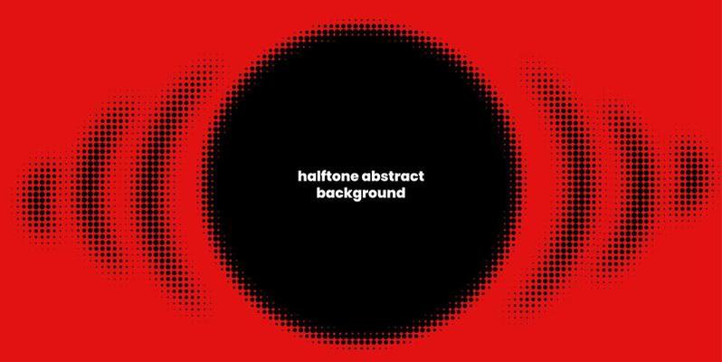 Halftone in abstract style with place for text. Geometric retro banner vector texture. Modern print. Red and black background. Light effect