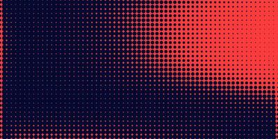 Halftone in abstract style. Geometric retro banner vector texture. Modern print. Dark blue and red background. Light effect