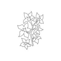 Dibujo de línea continua única Beauty Fresh Larkspur para decoración del hogar, póster de impresión de arte de pared. Flor perenne de consolidación decorativa para tarjeta de invitación. Ilustración de vector de diseño de dibujo de una línea moderna