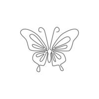 dibujo de línea continua única de mariposa de lujo para la identidad del logotipo de la corporación. Salón de belleza y concepto de icono de empresa de salud de forma animal. Ilustración de vector de diseño gráfico de dibujo de una línea