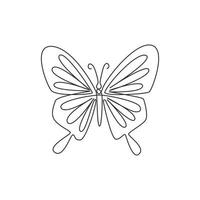 One continuous line drawing of elegant butterfly for company logo identity. Beauty salon and massage business icon concept from insect animal shape. Single line draw design vector illustration graphic