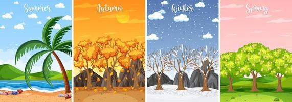 Set of four seasons backgrounds vector