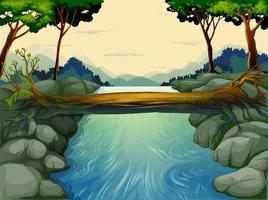 An empty scene with river through the forest vector
