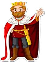 King with red robe cartoon character sticker vector