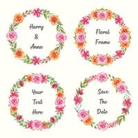 Beautiful watercolor floral wreath vector collection for spring summer design