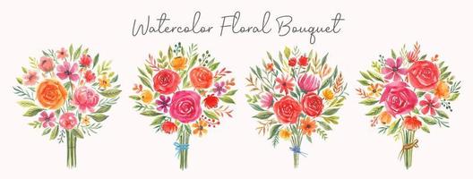 Watercolor wedding floral bouquets collection