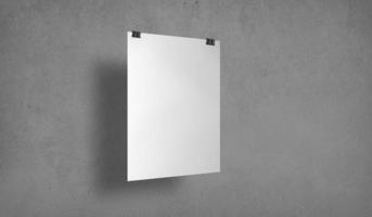 Isolated White Poster Template With Clips photo