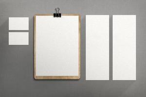 Stationery template on fabric surface photo