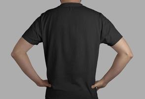 Isolated black t-shirt back view photo