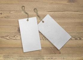 Isolated pack of labels with jute strip photo