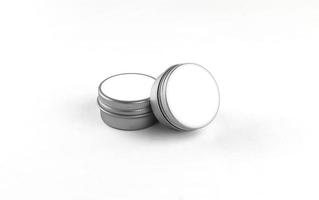 Pack of tins for cosmetic isolated photo