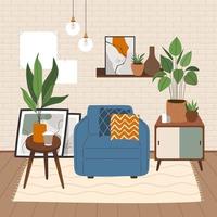 concepto de ilustración de sala de estar acogedora de estilo boho vector