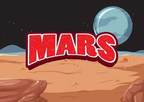 Mars word logo on planet surface vector