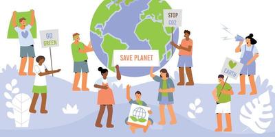 composición de activistas de protección del medio ambiente vector
