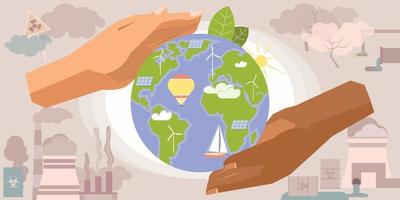 Earth In Hands Composition vector
