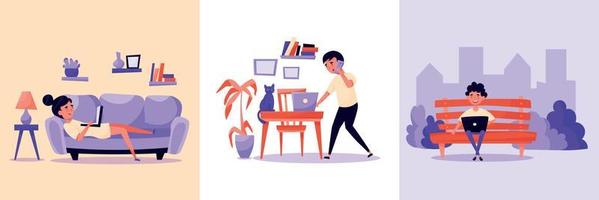 Freelance Work Cartoon Concept vector